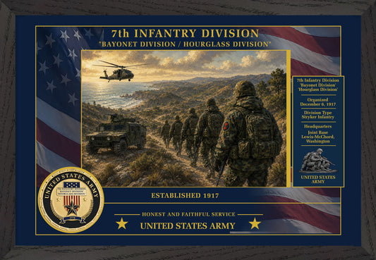 7th Infantry Division Framed Patriotic Army Art