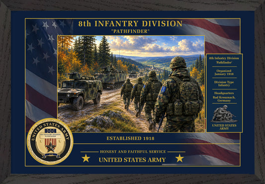 8th Infantry Division Framed Patriotic Army Art