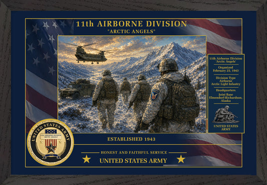 11th Airborne Division Framed Patriotic Army Art