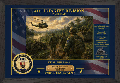 23RD INFANTRY DIVISION FRAMED PATRIOTIC ARMY ART - 9016