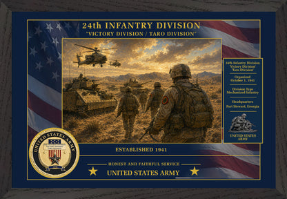 24th Infantry Division Framed Patriotic Army Art