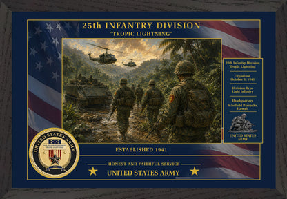 25th Infantry Division Framed Patriotic Army Art