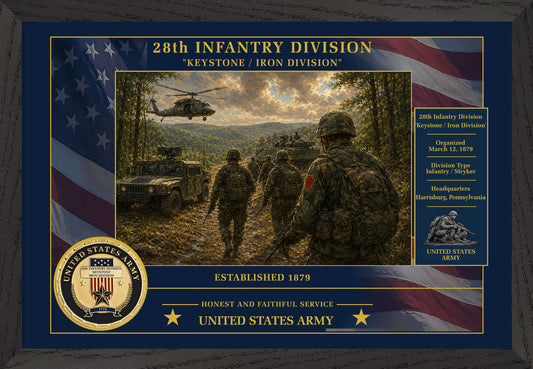 28th Infantry Division Framed Patriotic Army Art