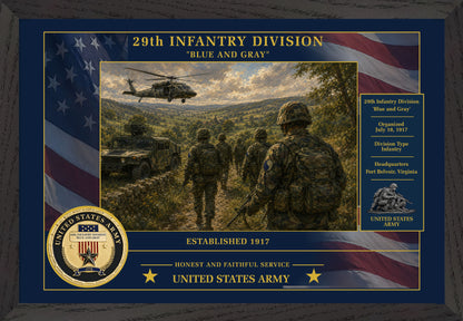 29th Infantry Division Framed Patriotic Army Art