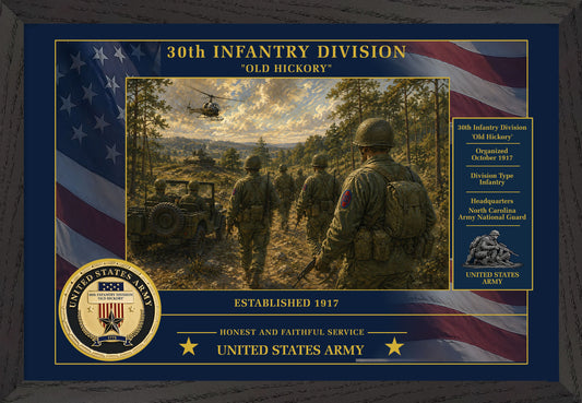 30th Infantry Division Framed Patriotic Army Art