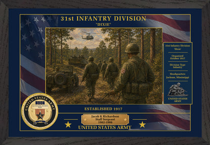 31ST INFANTRY DIVISION FRAMED PATRIOTIC ARMY ART - 9022