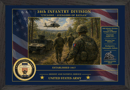 38th Infantry Division Framed Patriotic Army Art