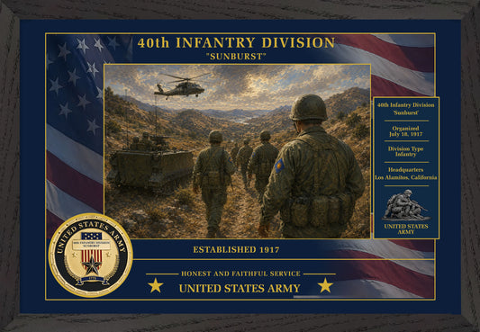 40th Infantry Division Framed Patriotic Army Art
