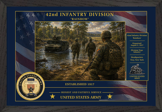 42nd Infantry Division Framed Patriotic Army Art
