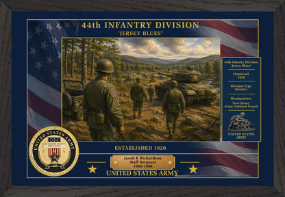 44TH INFANTRY DIVISION FRAMED PATRIOTIC ARMY ART - 9029