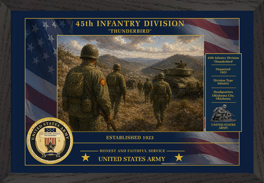 45th Infantry Division Framed Patriotic Army Art