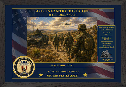 49th Infantry Division Framed Patriotic Army Art