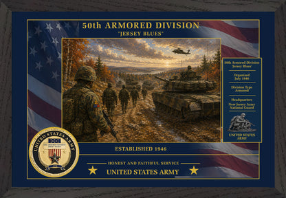 50th Armored Division Framed Patriotic Army Art