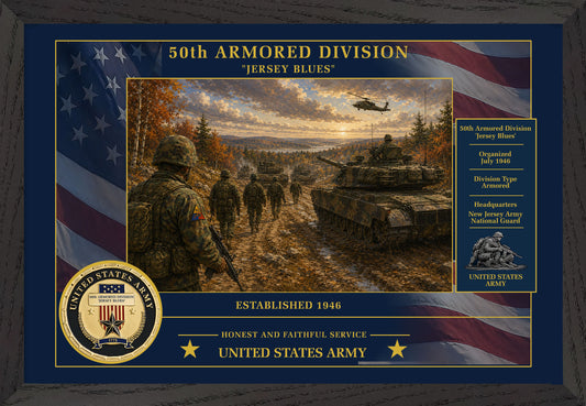 50th Armored Division Framed Patriotic Army Art