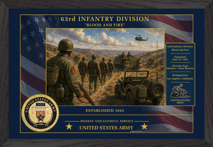 63D Infantry Division Framed Patriotic Army Art