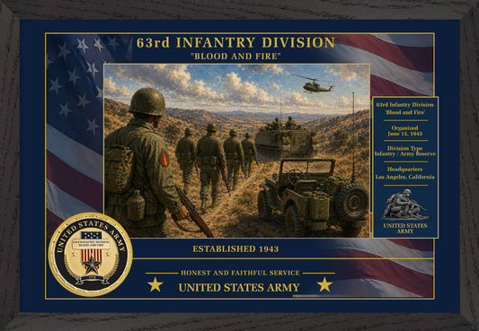 63D Infantry Division Framed Patriotic Army Art