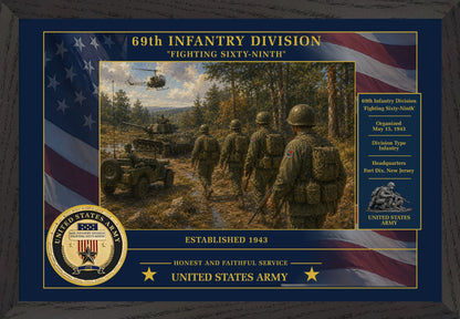 69th Infantry Division Framed Patriotic Army Art