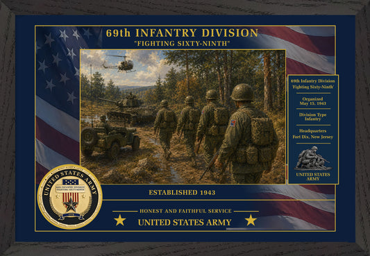 69th Infantry Division Framed Patriotic Army Art