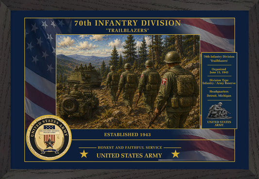 70th Infantry Division Framed Patriotic Army Art