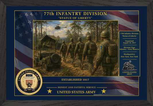 77th Infantry Division Framed Patriotic Army Art