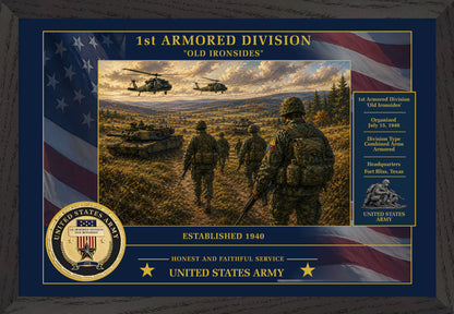 1st Armored Division Framed Patriotic Army Art