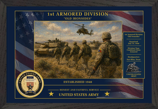 1st Armored Division Framed Patriotic Army Art