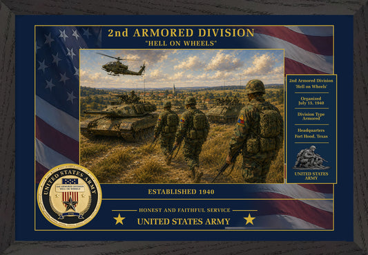 2nd Armored Division Framed Patriotic Army Art