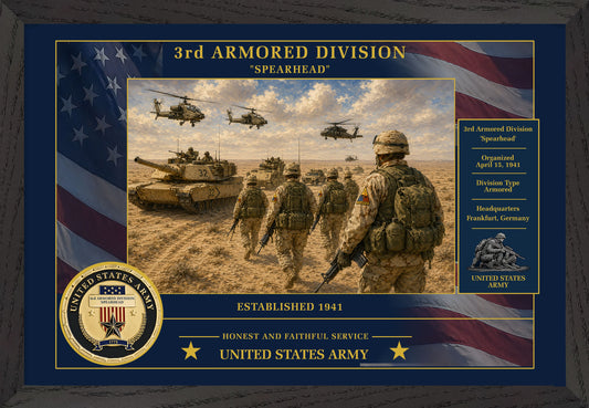 3rd Armored Division Framed Patriotic Army Art