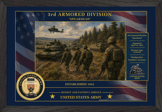 3rd Armored Division Framed Patriotic Army Art