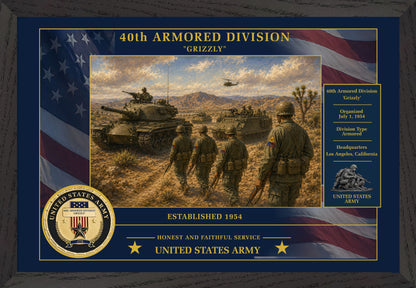 40th Armored Division Framed Patriotic Army Art