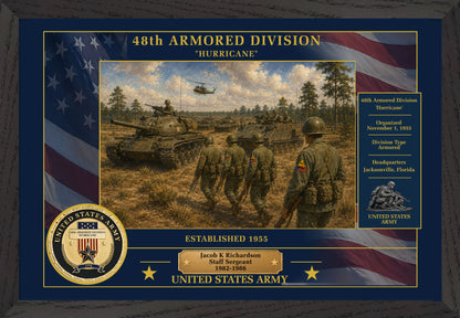48TH ARMORED DIVISION FRAMED PATRIOTIC ARMY ART - 9047