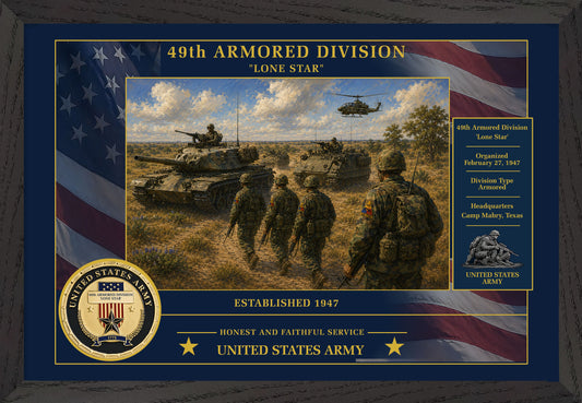49th Armored Division Framed Patriotic Army Art