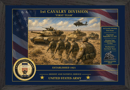 1st Cavalry Division Framed Patriotic Army Art