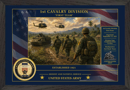1st Cavalry Division Framed Patriotic Army Art
