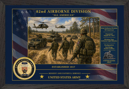 82nd Airborne Division Framed Patriotic Army Art