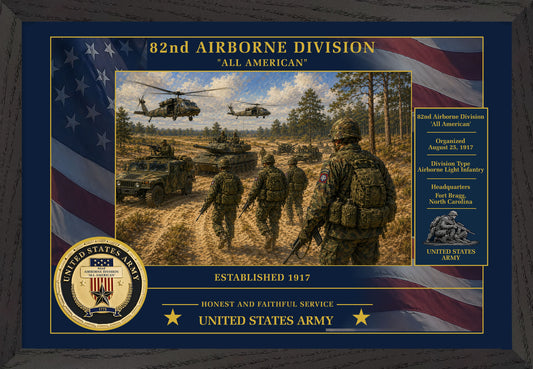 82nd Airborne Division Framed Patriotic Army Art