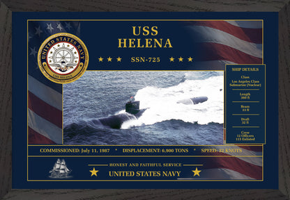 USS Helena SSN-725 Framed Patriotic Art