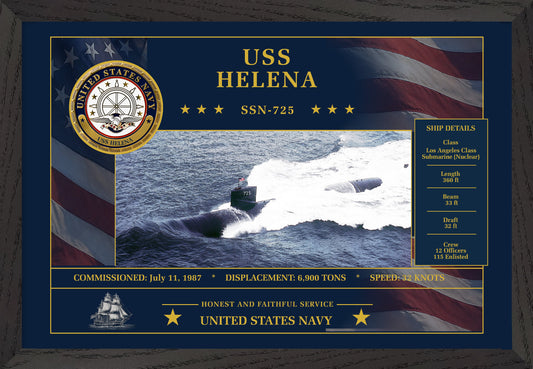 USS Helena SSN-725 Framed Patriotic Art