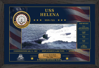 USS Helena SSN-725 Framed Patriotic Art