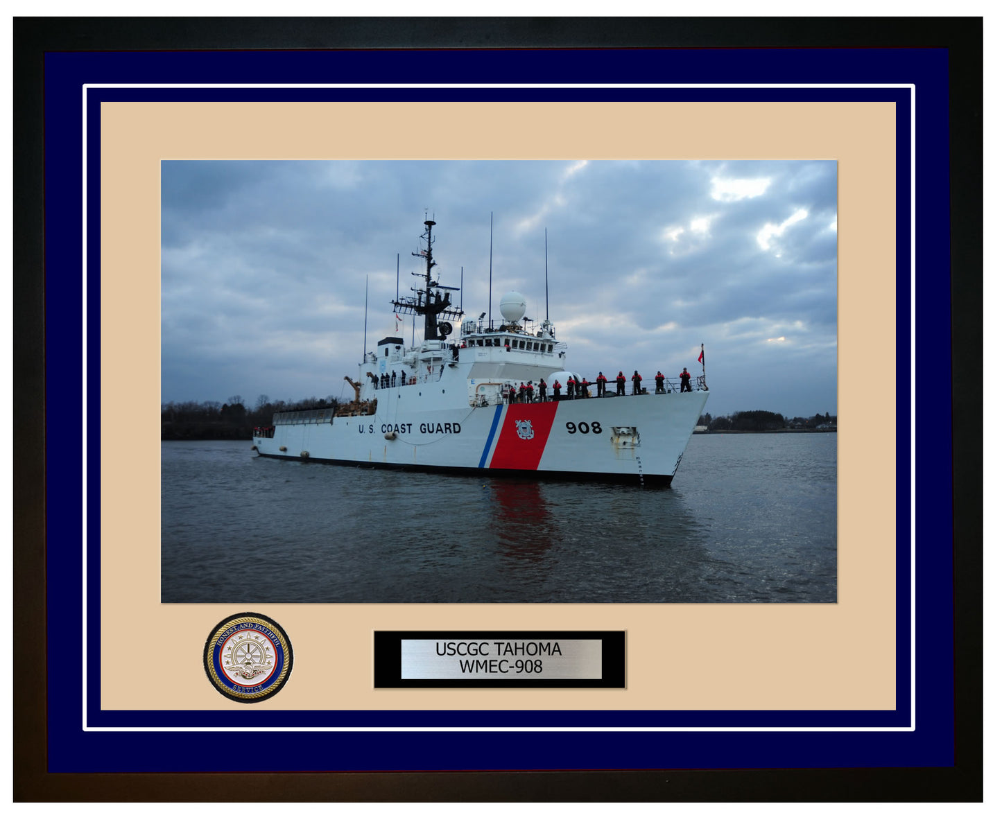 USCGC TAHOMA WMEC 908 Framed Coast Guard Ship Photo Blue 91WMEC908