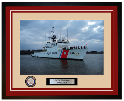 USCGC TAHOMA WMEC 908 Framed Coast Guard Ship Photo Burgundy 91WMEC908