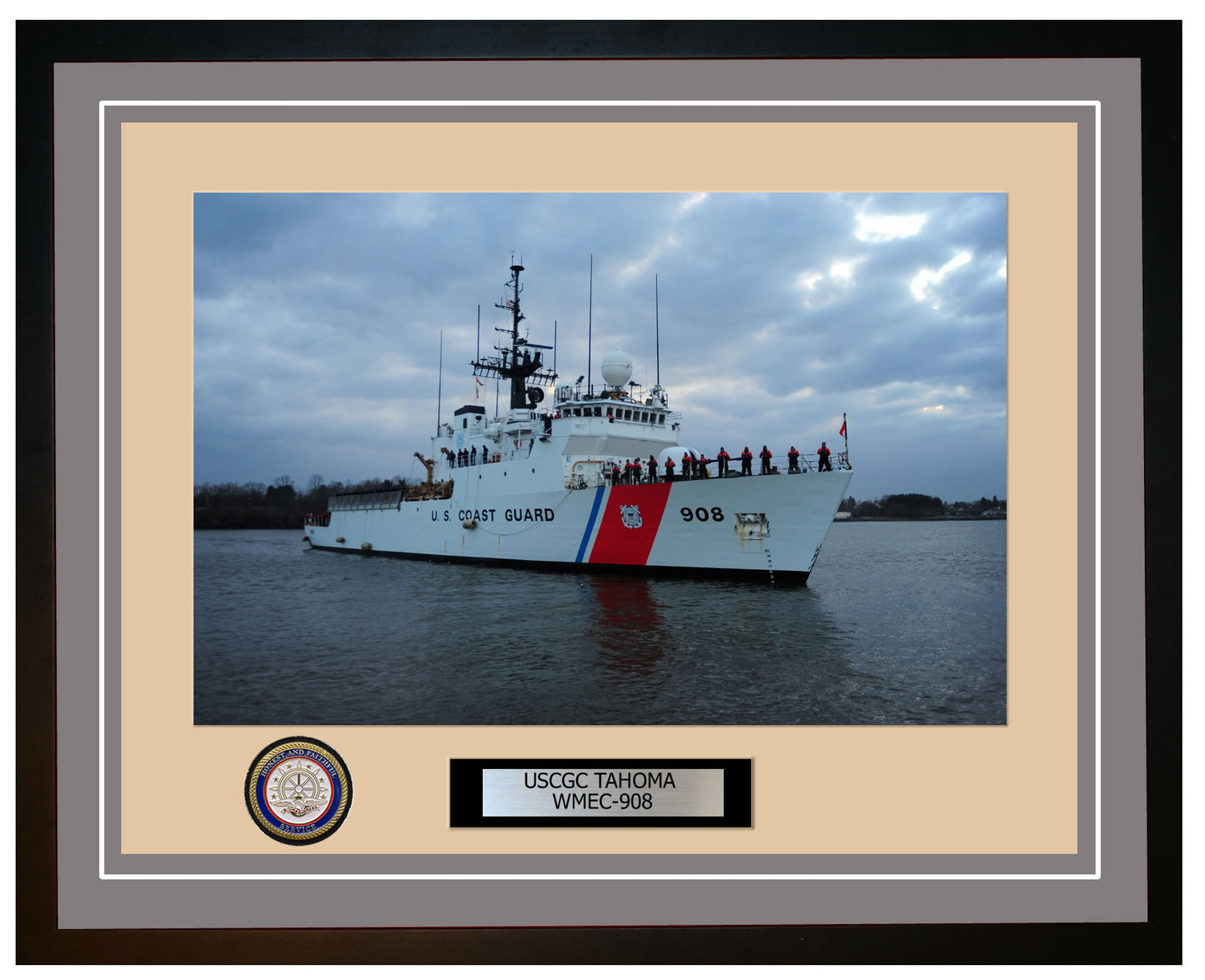 USCGC TAHOMA WMEC 908 Framed Coast Guard Ship Photo Grey 91WMEC908