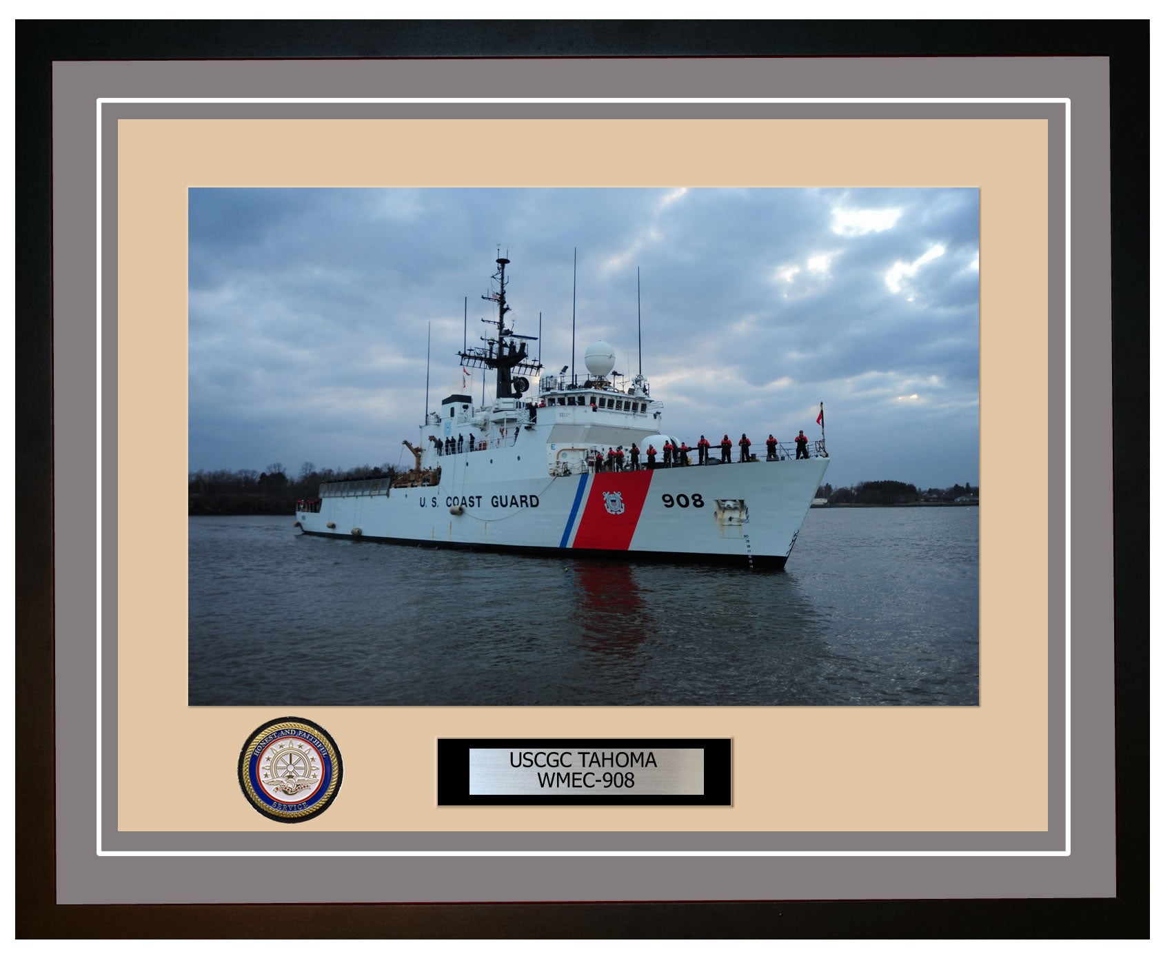 USCGC TAHOMA WMEC 908 Framed Coast Guard Ship Photo Grey 91WMEC908