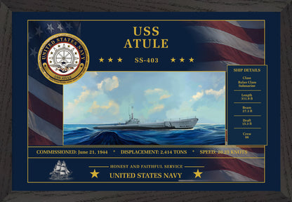 USS Atule SS-403 Framed Patriotic Art