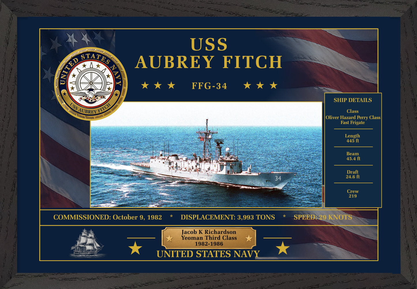 USS Aubrey Fitch FFG-34 Framed Patriotic Art