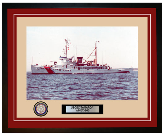 USCGC TAMAROA WMEC 166 Framed Coast Guard Ship Photo Burgundy 93WMEC166