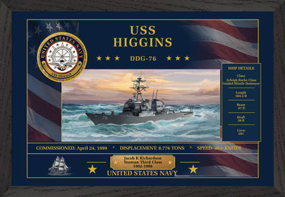 USS Higgins DDG-76 Framed Patriotic Art
