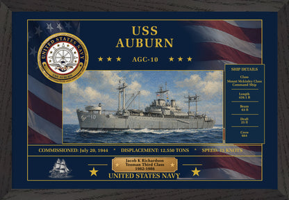 USS Auburn AGC-10 Framed Patriotic Art