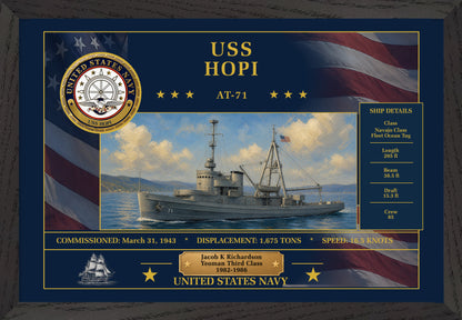USS Hopi AT-71 Framed Patriotic Art