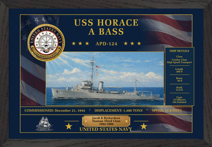 USS Horace A Bass APD-124 Framed Patriotic Art